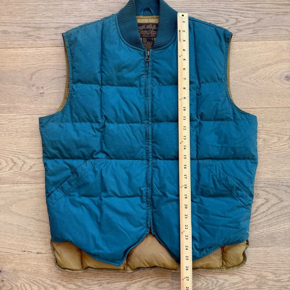 Vintage Eddie Bauer Downlight Goose Down Vest Teal Blue Mens M Quilted Puffer